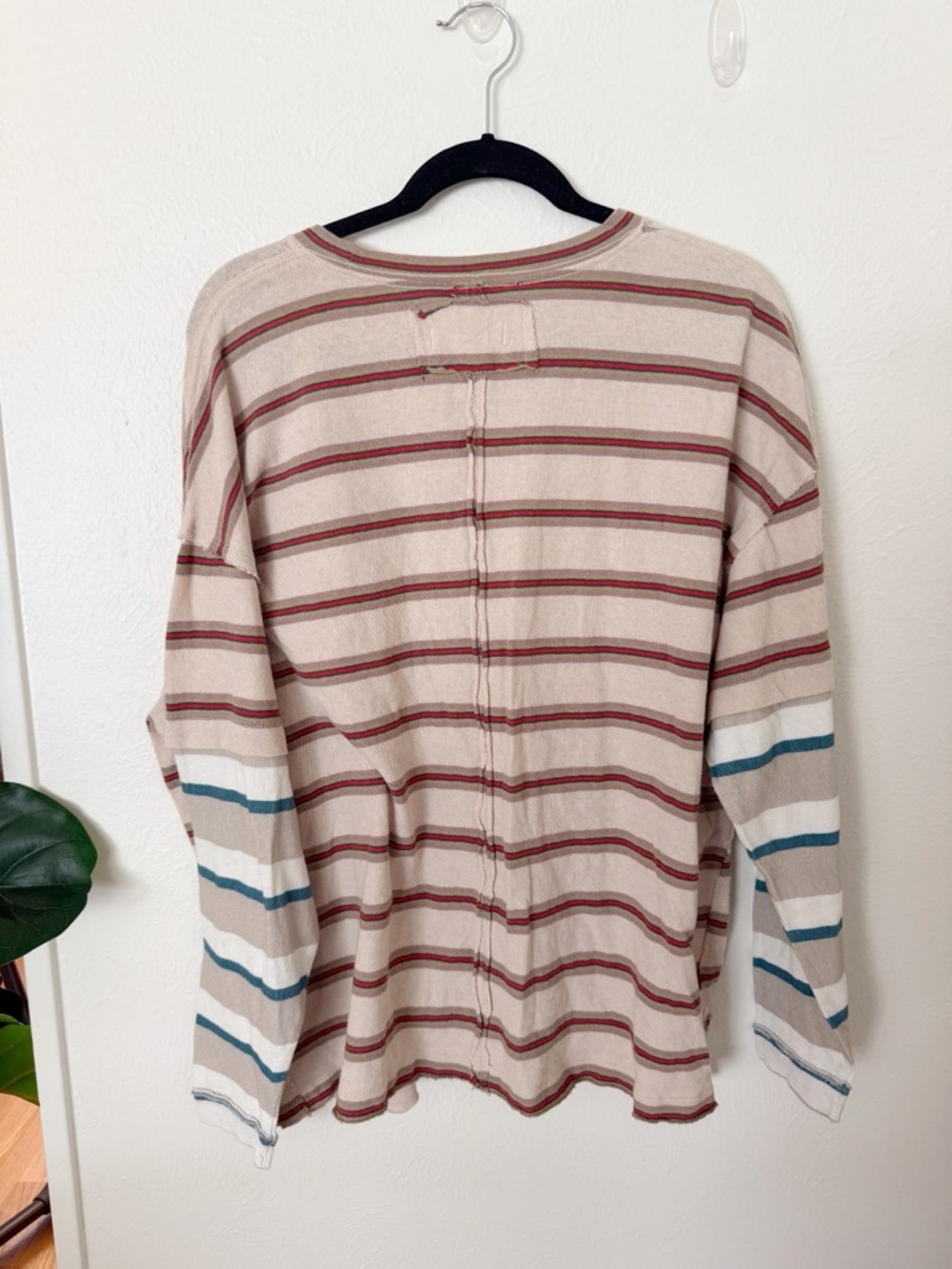 We the Free Nina Stripe Long Sleeve Tee in Neutral Combo Sz M - Picture 3 of 10